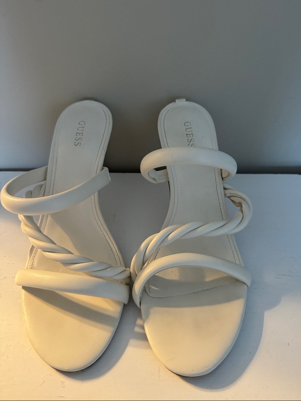 GUESS White Braided-Strap Slide Sandals size 8.5